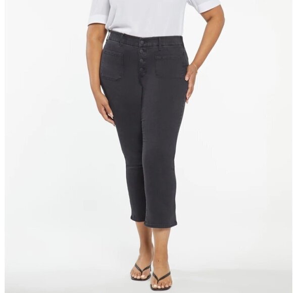 NYDJ Marilyn Waist Match Ankle Straight leg jeans Faded black size XL Button fly - Picture 1 of 11